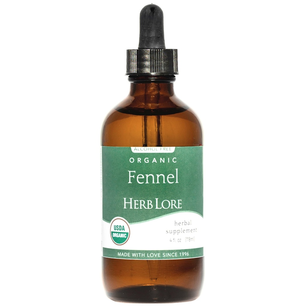 Herb Lore Organic Fennel Seed Tinktur - Lindrer Gas & Bloating - Amning Support Supplement - 4 fl oz