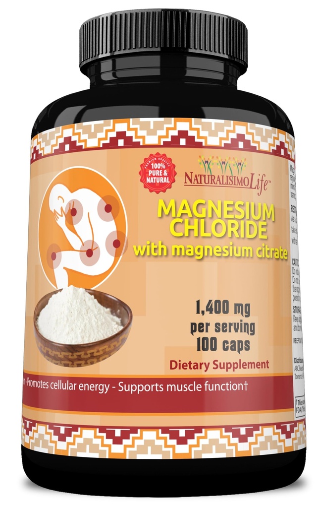 Magnesiumchlorid (cloruro de Magnesio) 1.400 mg per portion høj absorption med Magnesiumcitrat