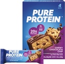 Pure Protein Bars, High Protein, Nutrious Snacks til at støtte energi, Lavsukker, Gluten Free, Chewy Chocolate Chip, 1.76oz, pakke med 4