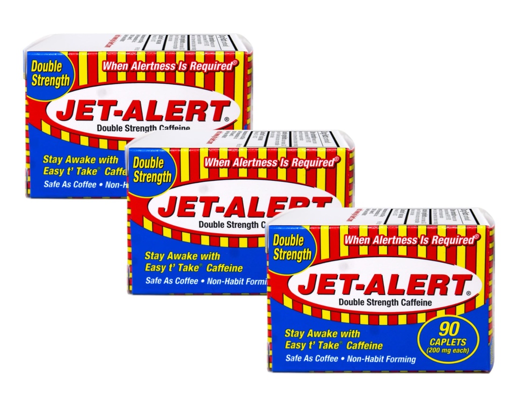 Jet- Alert Dobbelt Styrke Koffein 200 Mg Caplets, 90 caplets, pakke med 3