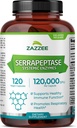 Zazzee Delayed Release Serrapeptase, 120.000 SPU per kapsel, 120 Veganske kapsler, 4 måneder Supply, Extra Strength, Potent og koncentreret Systemiske Enzymer, 100% Vegetarisk, All- Natural og Non- GMO