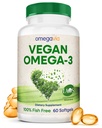 OmegaVia Vegan Omega 3 Supplement, Alger Omega 3 Fish Oil Alternative, 300mg Vegan DHA Fedtsyrer, Plantebaseret, Plant and Ocean Friendly, IAOS 5 Star Testet, 60 Softgels