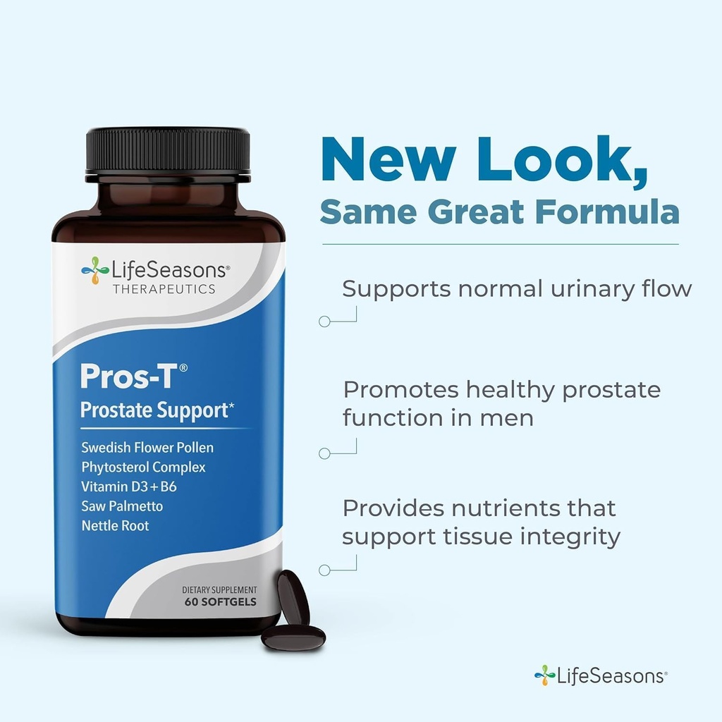 Pros- T - Prostata Support - Saw Palmetto, Phytosterol, Zink, Nitle, Vitamin D-3 & B6 - Fremme sund prostata funktion & Normal urinstrøm - Forbedre Tissue - 60 Softgels (Pack of 2)