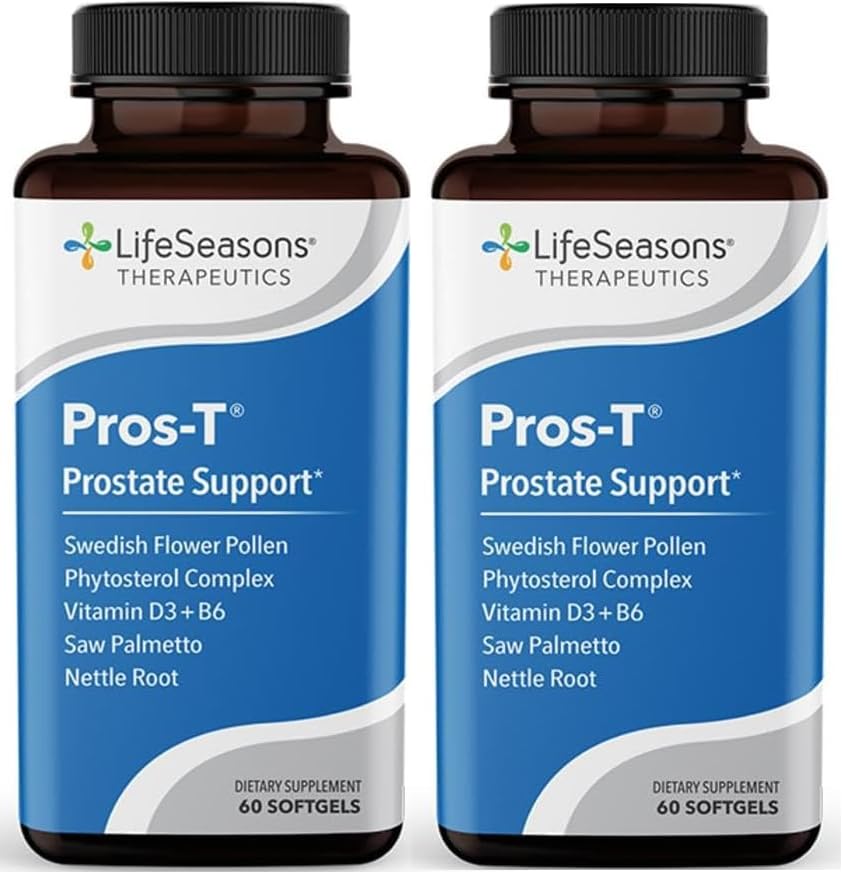 Pros- T - Prostata Support - Saw Palmetto, Phytosterol, Zink, Nitle, Vitamin D-3 & B6 - Fremme sund prostata funktion & Normal urinstrøm - Forbedre Tissue - 60 Softgels (Pack of 2)