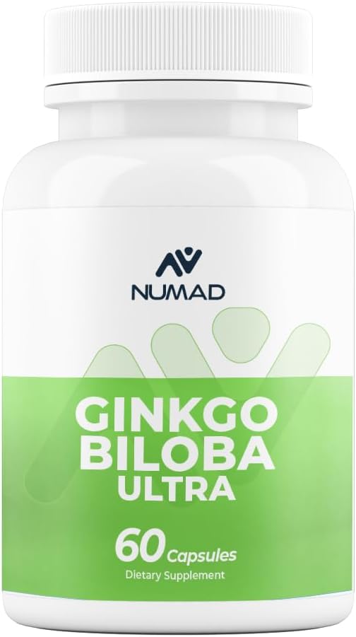 NUMAD Ginseng (600 mg) + Ginkgo Biloba (120mg) 60 Capsules Extra Strength Nootropics Brain Support Supplement for Memory & Focus