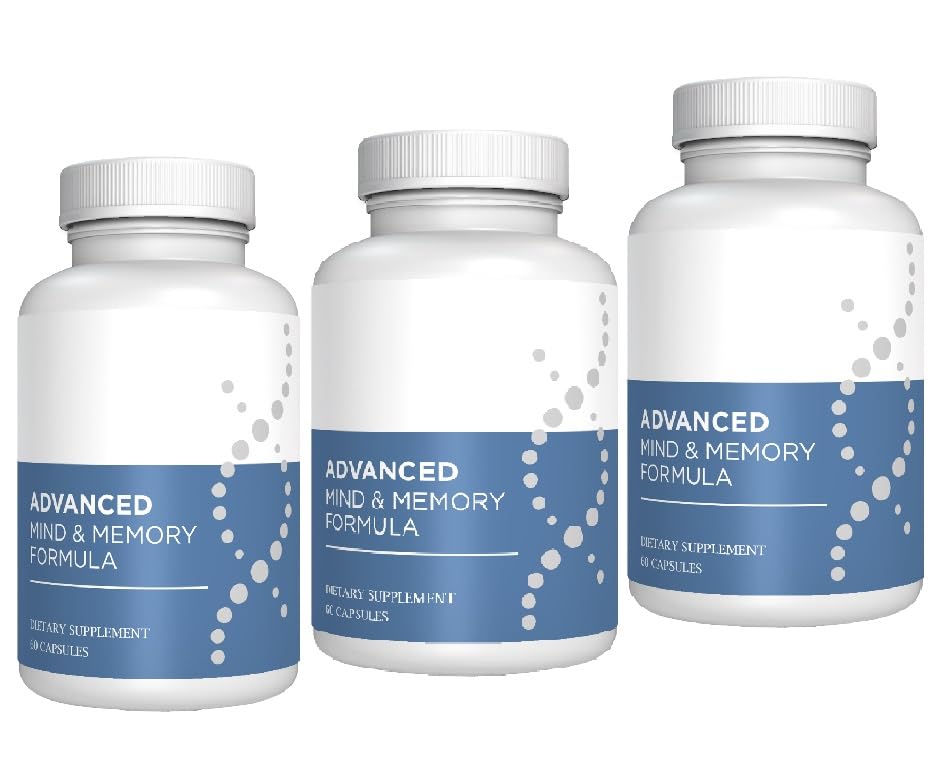Avanceret hukommelse formel ekstrem hjerne booster, hjerne supplement til hukommelse, fokus og mental ydeevne, hukommelse vitaminer til bedre hjerne sundhed 180 kapsler (3 Pack)