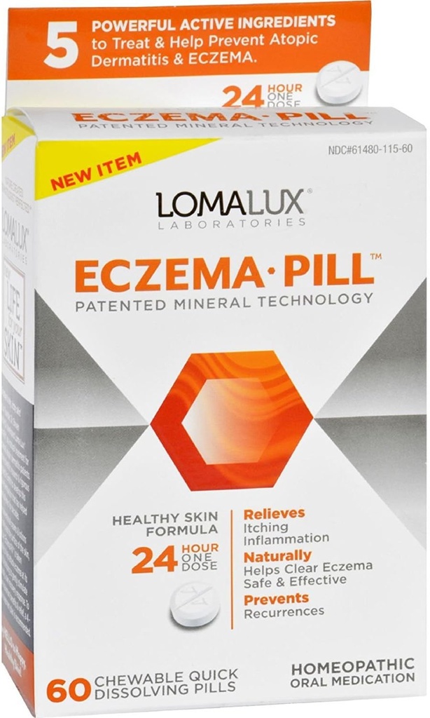 Loma Lux Laboratories Acne Eczema - Chewable - Quick Opløsning - 60 Greve - Gluten Free - Gær - Hvede Free-