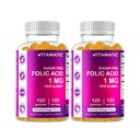 Vitamatisk folinsyre Gummy 1000 mcg (1 mg) - en essentiel prenatal vitaminer til mor og barn - vitamin B9-120 Vegan Gummies (2)