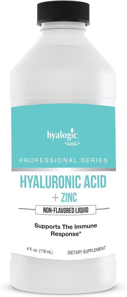Hyalogisk flydende zink supplement til immunforsvar (4 Oz) - Daglig Mineral support Forbedret w / Hyaluronsyre til hydrering - Immunzink væske til mænd og kvinder - Gluten fri, grusom fri