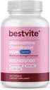 BESTVITE Glucosamin Chondroitin MSM 500 / 400 / 100 per kapsel (240 kapsler) med Patenteret OptiMSM - Maksimal styrke Formel for fælles støtte - Ingen stearater - Gluten Free - Ikke GMO