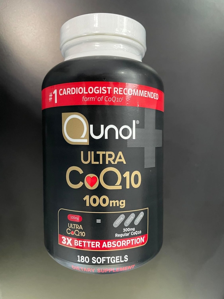 Qunol CoQ10 100mg Softgels Ultra 3X Better Absorption Coenzyme Q10 Supplements - Antioxidant Supplement for Vascular and Heart Health & Energy Production - 6 Month Supply - 180 Count