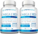 Omega- 3MD - Fish Oil EPA & DHA - Forbedre kognitiv sundhed - 2 flasker - 6 måneders forsyning