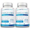 Omega-3 MD - EPA & DHA Supplement - 2500mg Omega 3 Fish Oil for Heart Health, Brain Support, Joint Comfort, & Overall Wellness - 2 Bottles - 6 Month Supply