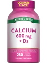 Nature 's Truth Calcium 600mg med D3- vitamin 1 124; 250 Caplets 1 124; Calcium Carbonate 1 124; Vegetar, Non- GMO & Gluten Free Supplement