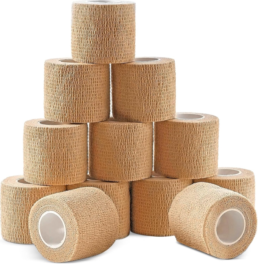 Nogensinde klar førstehjælp Self vedhæftede Kohesive Wrap Bandages, 2 "x 5 yards for førstehjælp, Sprains, Hævelse, Sport, Kæledyr, Tan Color - 12 Greve