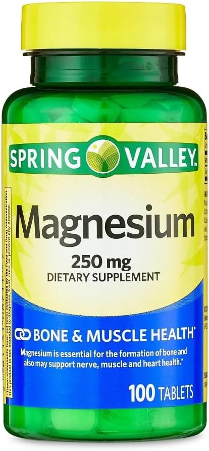 Spring Valley Magnesium 250 mg - Bone & Muscle Health Kosttilskud - 100 tabletter