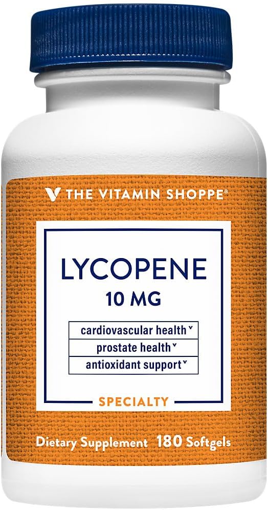 Vitamin Shoppe Lycopene 10MG, Antioxidant, der understøtter cardiovaskulær, prostata & cellular sundhed (180 Softgels)