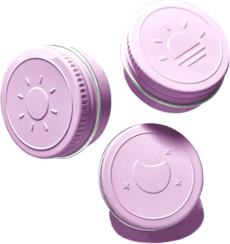 Ekstra lille enkeltpilekasse til purse (3 Pack), aluminium skrue Top Pill Container, 3 gange dagligt transportabel vandtæt enkeltpilekasse til vitaminer, fiskeolier, kosttilskud (Light Purple)