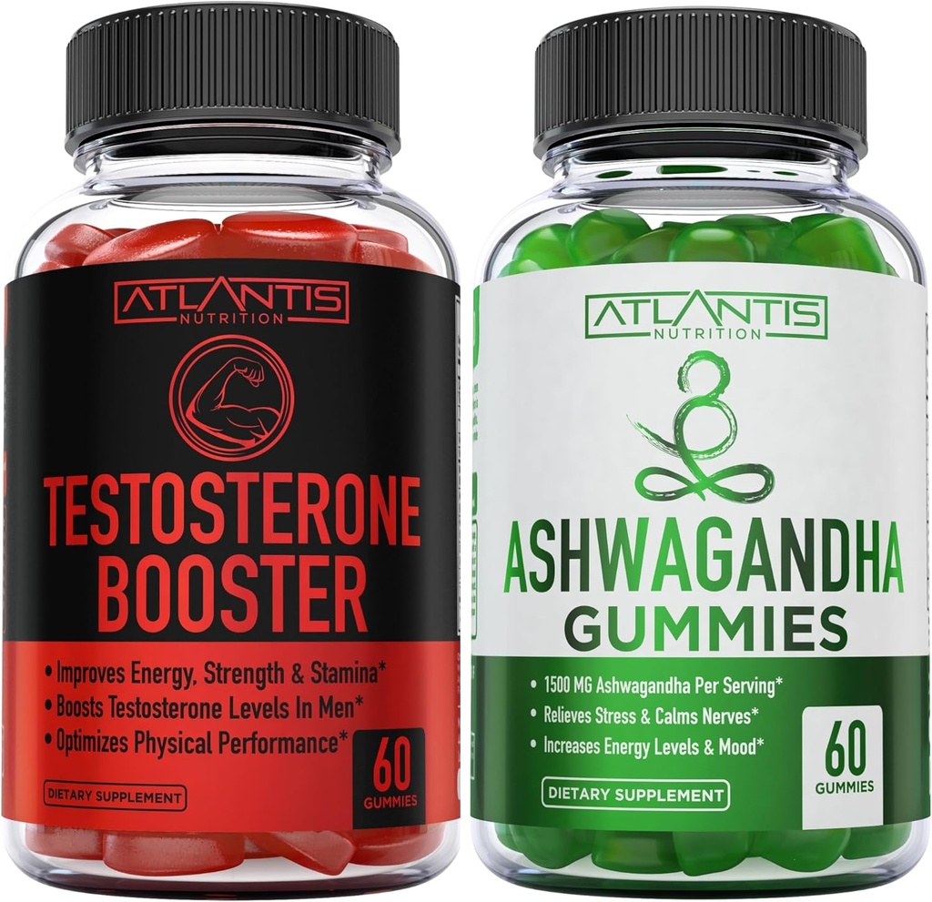 Atlantis Nutrition Testosteron Booster 2- Pack (120 Gummies) + Ashwagandha 60 Gummies