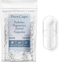 PureCaps USA - Empty Vegetarian Vegan Pullulan Pill Capsules Size 000 | Joined Pills| Clear| Non-GMO Certified | SLS, Gluten, Preservative Free