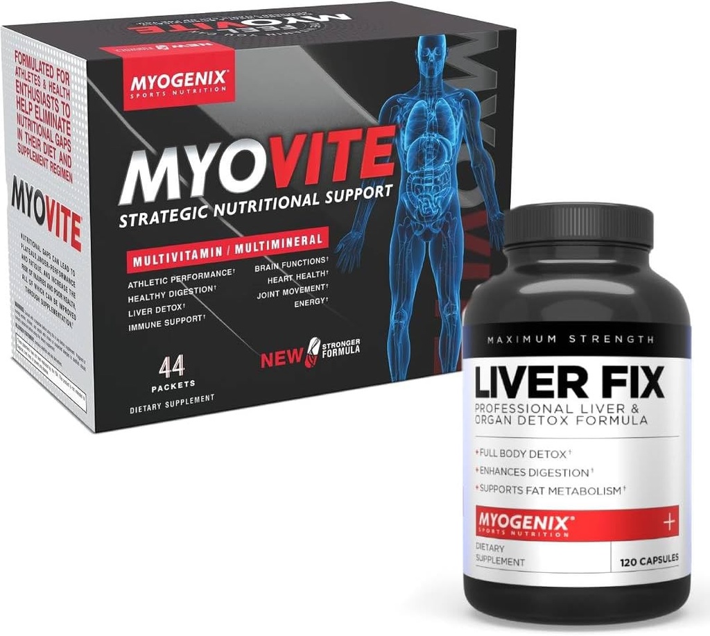 Myogenix Myovite Multivitamin & Lever Support Bundle - Advanced Daily Nutrition & orgel Support - Promote Energy, Detox, og Samlet Wellness
