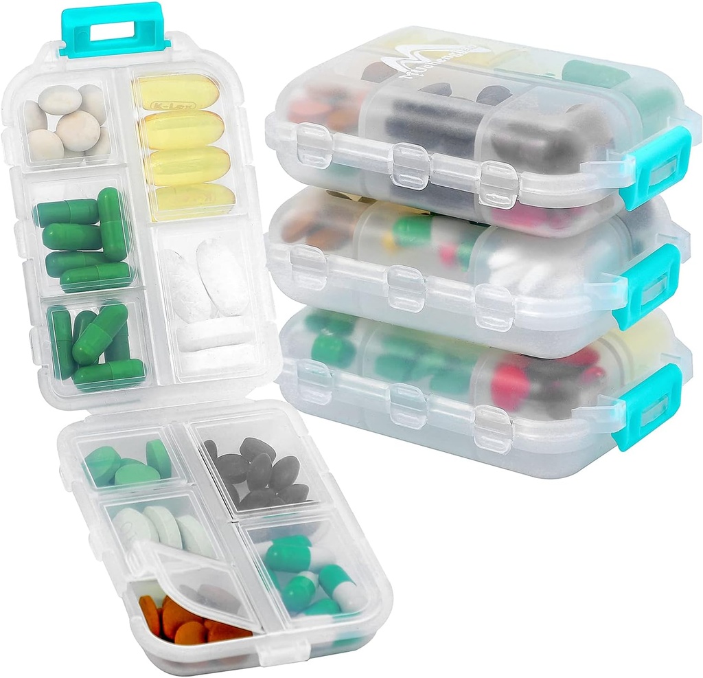 4PS Travel Pill Organizer med 164 Slice Labels Medicine Organizer af M Muchengbao (hvid)