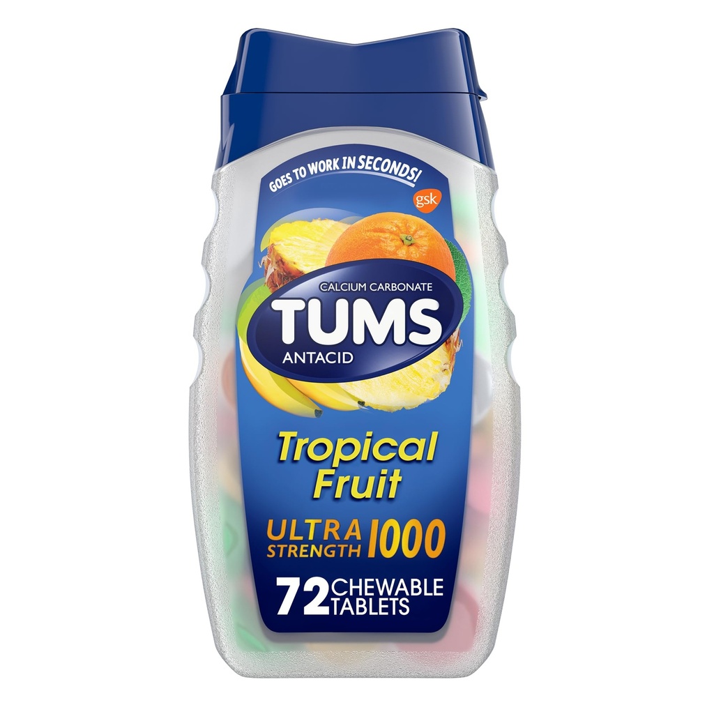 Tums Ultra 1000 Maksimal styrke Tropisk frugt - 72 tyggetabletter
