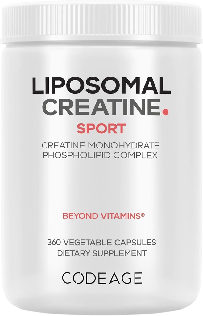 Kodeage Liposomal Creatin monohydrat supplement, Pure Creatin 2500mg - 3 Måneder Supply, Mikroniseret, Kreatinine Muskler Sports Nutrition og Atleter, Non- GMO - 360 Kapsler