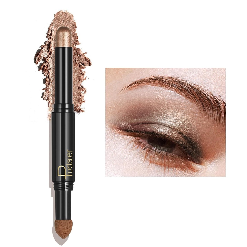 ZUK 2- in-1 Creamy Eyeshadow Stick, Matte & Shimmer Eye Shadow, High Pigmented Eye Shadow Sticks, Long Lasting Eyeshadow Highlighter Pencil, Glitter Eyeshadow Crayon for Women, Cruelty- Free and Vegan