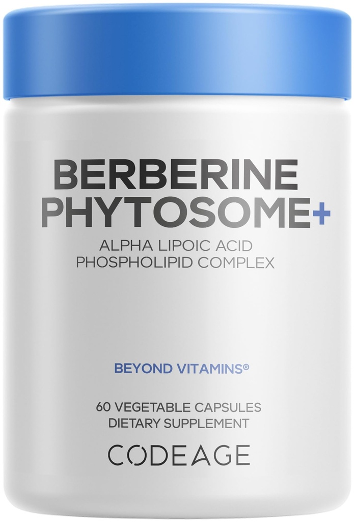 Kodeage Berberine Phytosome Supplement - Berberine HCL, Alpha Lipoic Acid, Phospholipid Complex - 2 - Måned Supply - Berberine HCL - Berberine Hydrochlorid - Gluten- Free, Non-GMO - 60 Kapsler