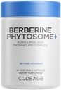 Kodeage Berberine Phytosome Supplement - Berberine HCL, Alpha Lipoic Acid, Phospholipid Complex - 2 - Måned Supply - Berberine HCL - Berberine Hydrochlorid - Gluten- Free, Non-GMO - 60 Kapsler