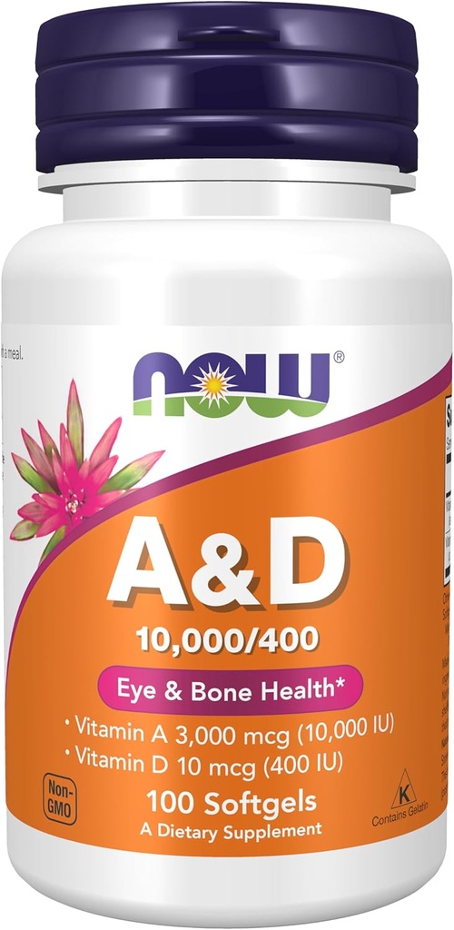 Now Supplements, Vitamin A & D 10.000 / 400 IE, Eye Health *, Essential Nutrition, 100 Softgels