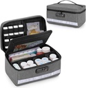 Damero Locking Pill Bottle Organizer with Inner Dividers, Medicine Storage and Organizer Bag Combination Lock for Medicine, Vitamins and Medical Supplies, Gray