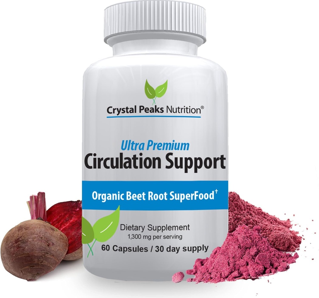 Pure Organic Beet Root Powder Extract - Blood Circulation, fremmer arterier og Veins, Øge nitrogenoxid produktion. 1300mg, 60 Veggie kapsler