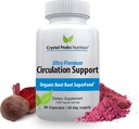 Pure Organic Beet Root Powder Extract - Blood Circulation, Promotes Arteries and Veins, Increase Nitric Oxide Production. 1300mg, 60 Veggie Capsules