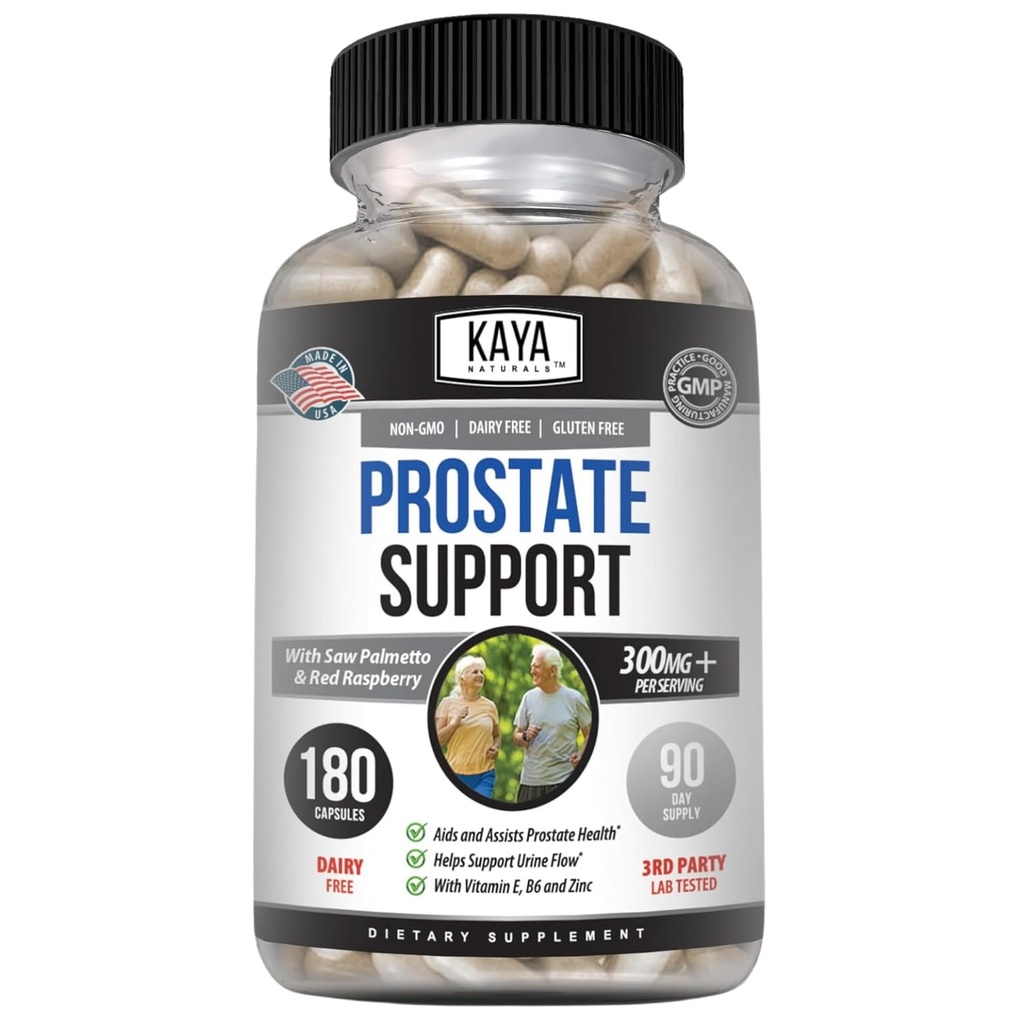 Kaya Naturals Prostata Support 124; Potent DHT Blocker til hårvækst, Promote søvn, Beta Blocker til at reducere hyppig vandladning, Support Blogen tømning & Stamina supplement (180 kapsler)