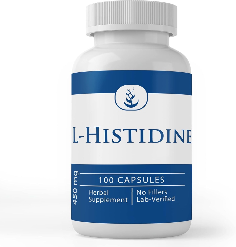 PURE ORIGINAL INGREDIENSER L- Histidin (100 kapsler) Altid ren, ingen tilsætningsstoffer eller fyldstoffer, Lab Verified