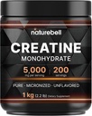 NatureBell Creatine Monohydrate Powder 1,000g, 5,000mg Per Serving | Micronized, Pure & Unflavored | Pre-Workout Muscle Support | Keto, Vegan, Filler-Free | 200 Servings (2.2 lb)