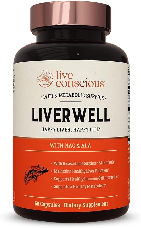 Liverwell lever rense, foryngelse, metabolisk støtte - Lever supplement til leversundhed w / Højt biotilgængelig mælk tidsel ekstrakt, N-Acetyl cystein, Alpha lipoid syre, zink, Selen - 60 Caps