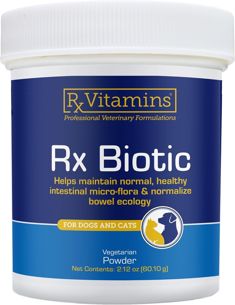 Rx Vitaminer Rx Biotic - Probiotisk pulver til hunde og katte - Kat fordøjelsesstøtte & Probiotika til hunde Gut Health - Hundeprobiotika til fordøjelsessygdomme - 2.12oz