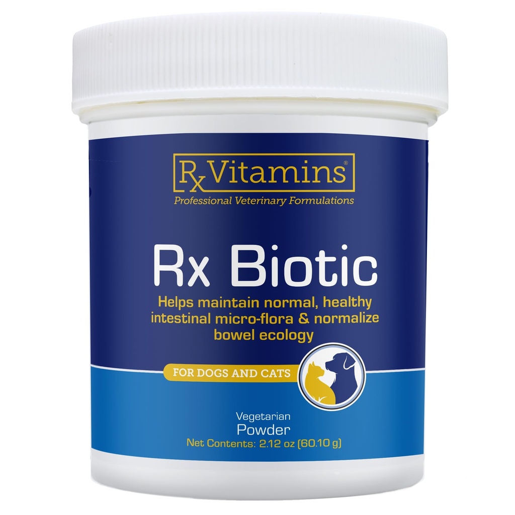 Rx Vitaminer Rx Biotic - Probiotisk pulver til hunde og katte - Kat fordøjelsesstøtte & Probiotika til hunde Gut Health - Hundeprobiotika til fordøjelsessygdomme - 2.12oz