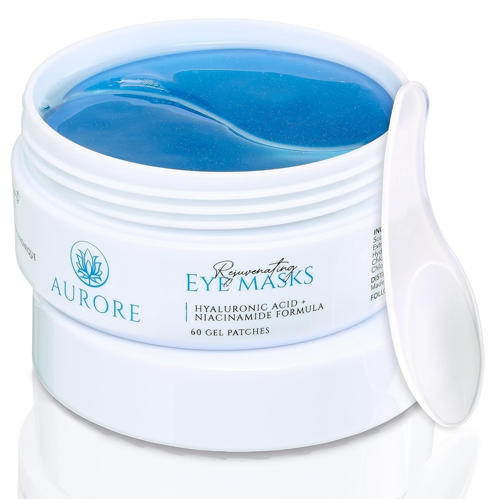 AURORE Under Eye Patches med Hyaluronic Acid, Collagen, Niacinamid - for Puffy Eyes, mørke cirkler, Wrinkler, Fine Lines - Hydrating & Brightening, 30 par (60 gel patches) - Foryngende Eye Masker