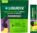 Flydende I.V. ® Hydration Multiplier + Energi Beeg 124; Blackberry- Peach Beeg 124; Elektrolyte Powder Drink Mix Tube 124; 3 Pack (42 Servere)