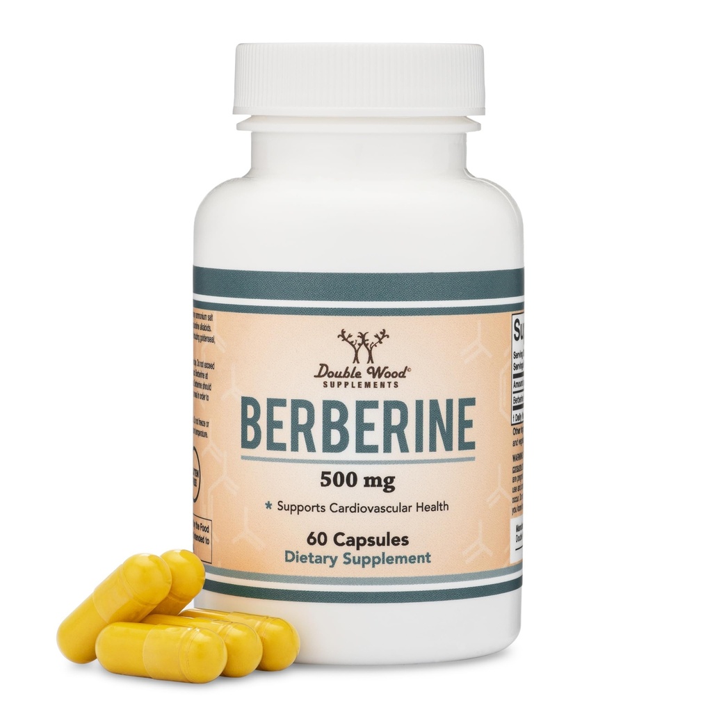 Berberine Supplement 500mg, 60 kapsler (tredjeparts testet, non- GMO, gluten fri, Vegan Safe) AMPK Activator - Berberine HCL for cardiovaskulær sundhed ved Double Wood