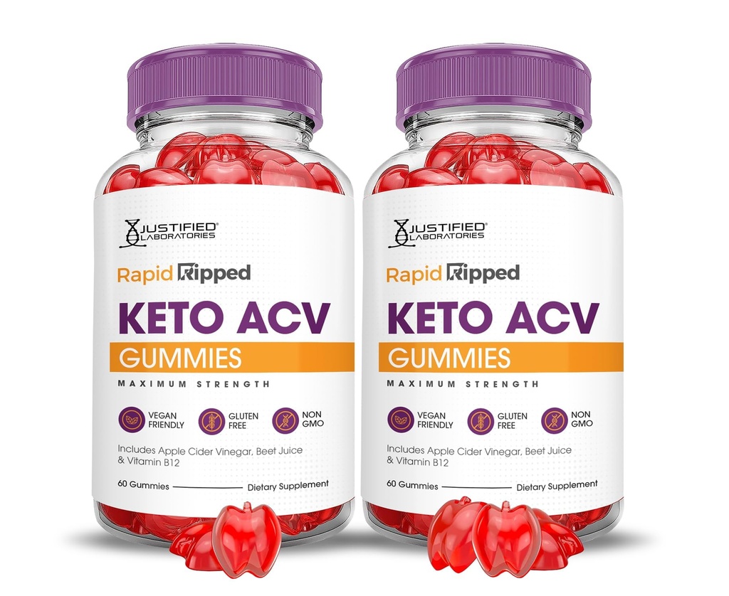 Justified Laboratories (2 Pack Rapid Ripped Keto ACV Gummies Advanced Formel 1000MG Rapitrip Formuleret med Pomegranate Beet Juice Powder B12 Vegan Non GMO 120 Gummys