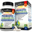 BioSchwartz Daily Probiotic Nutritional Supplement - 40 Millioner CFU for Gut Health - Probiotika til mænd og kvinder - fordøjelsessundhed med Astragalus & Lactobacillus - Hylde Stable - 60 Greve