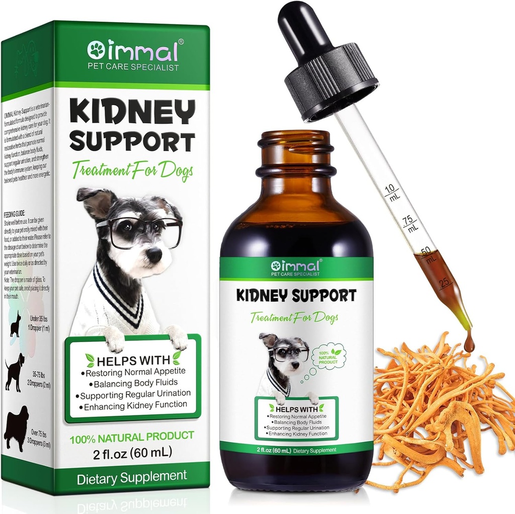 Nyrestøtte til hunde, 60ML, Nyrestøtte supplement Trems, Understøtter immunforsvar & urinveje & Nyresundhed funktion & Regelmæssig vandladning, 100% Natural Herbal supplement