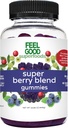 FeelGood Superfoods Super Berry Multivitamin Kosttilskud, Acai, Amla, Lingonberry, Maqui, Bilberry, og Aronia Berry Gummies, Berry Flavor, Vegan, Non- GMO, 60 Greve