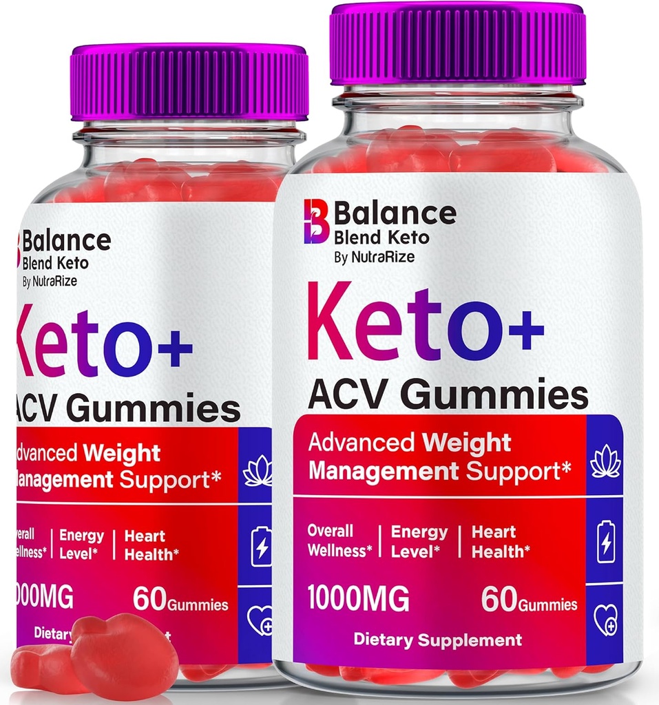 (2 Pack) Balance Blend Keto ACV Gummies, Premium Weight Loss Blend Complex, Keto + Apple Cider Vincipes, All Natural ACV Keto Formel, Official BalanceBlend Keto Plus ACV Gomitas anmeldelse (120 Gummies)
