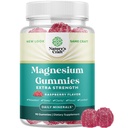 Ekstra styrke Rolig Magnesium Gummier for voksne - Afslappende Magnesium Citrate Gummies med Elemental Mag - Sovestøtte Soft Chews Raspberry Flavored - Krop og sind Afslapning - 90 Tæl